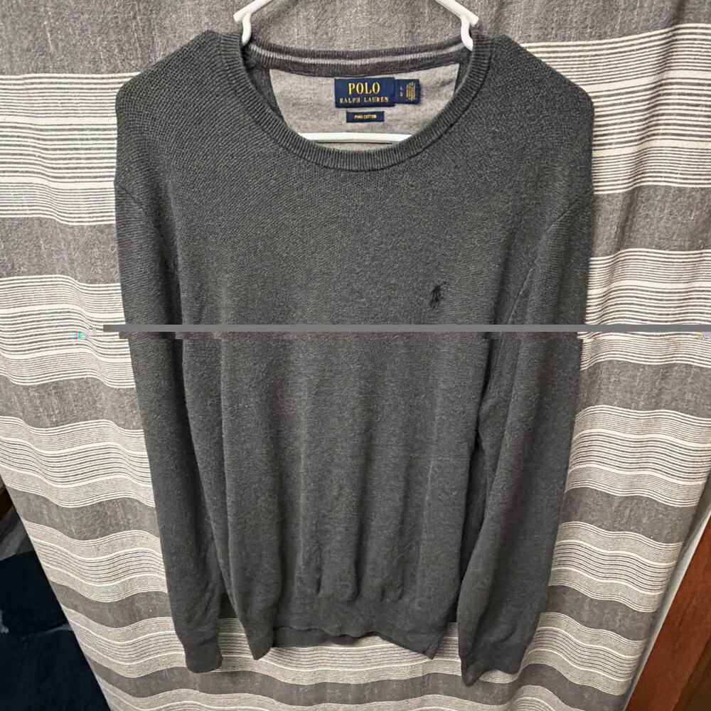 Polo Ralph Lauren Men’s Large Gray 100% Cotton Crewneck Sweater Pony Logo
